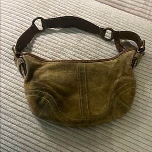 Vintage Coach Tan Suede Leather Shoulder Bag